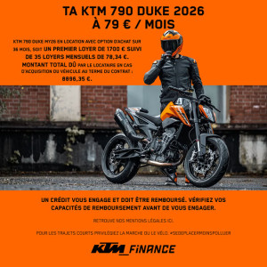 Ta KTM 790 DUKE 2026 à 79€/mois